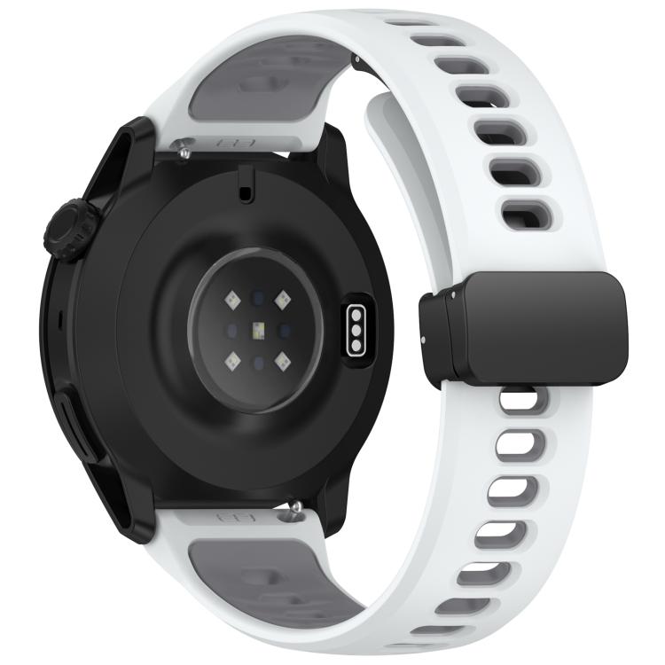 Foldable Magnetic Clasp Two Color Silicone Watch Band, 22mm