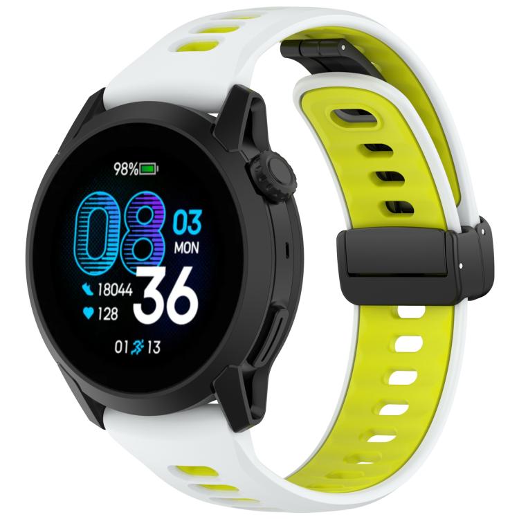 Foldable Magnetic Clasp Two Color Silicone Watch Band, 22mm