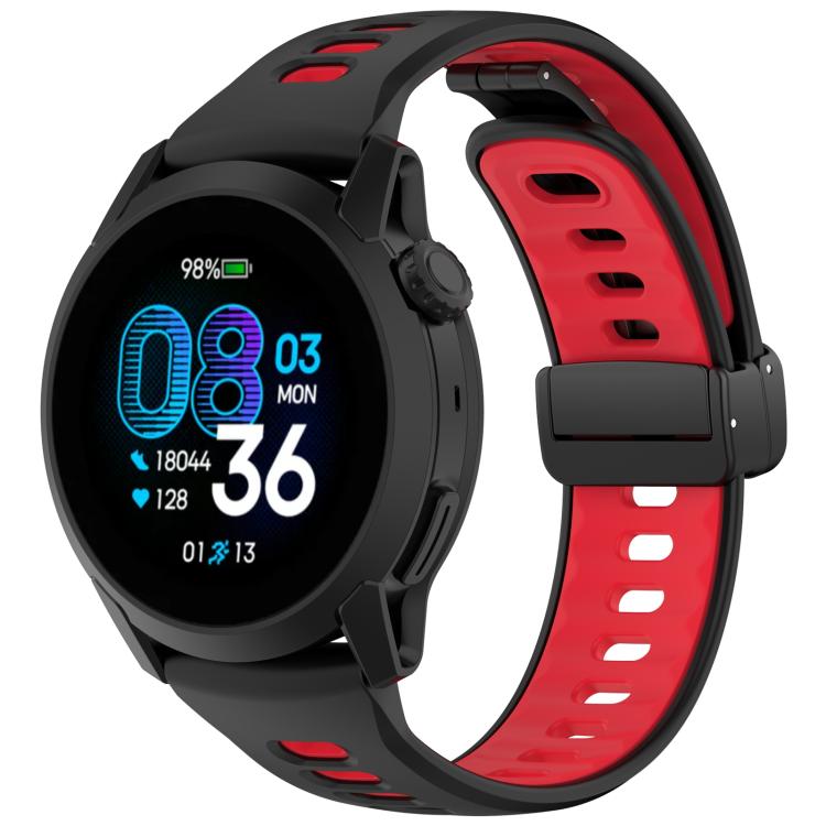 Foldable Magnetic Clasp Two Color Silicone Watch Band, 22mm