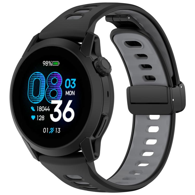 Foldable Magnetic Clasp Two Color Silicone Watch Band, 22mm