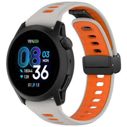 Foldable Magnetic Clasp Two Color Silicone Watch Band, 22mm