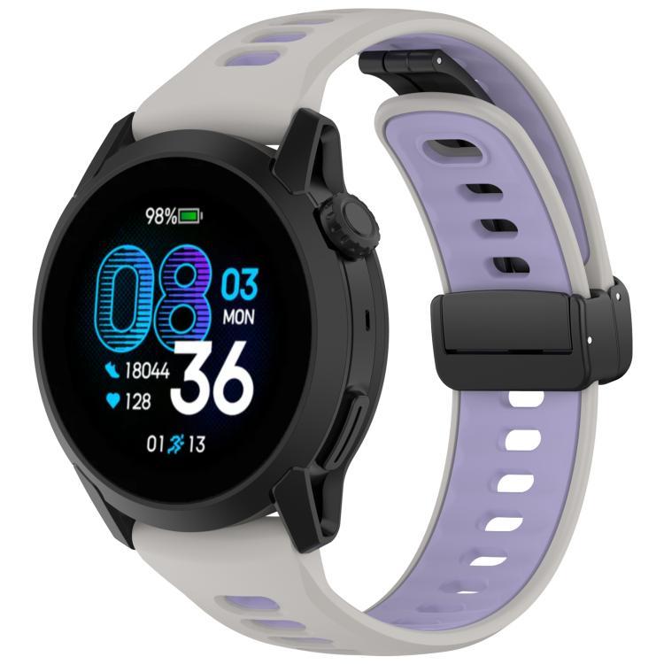 Foldable Magnetic Clasp Two Color Silicone Watch Band, 22mm