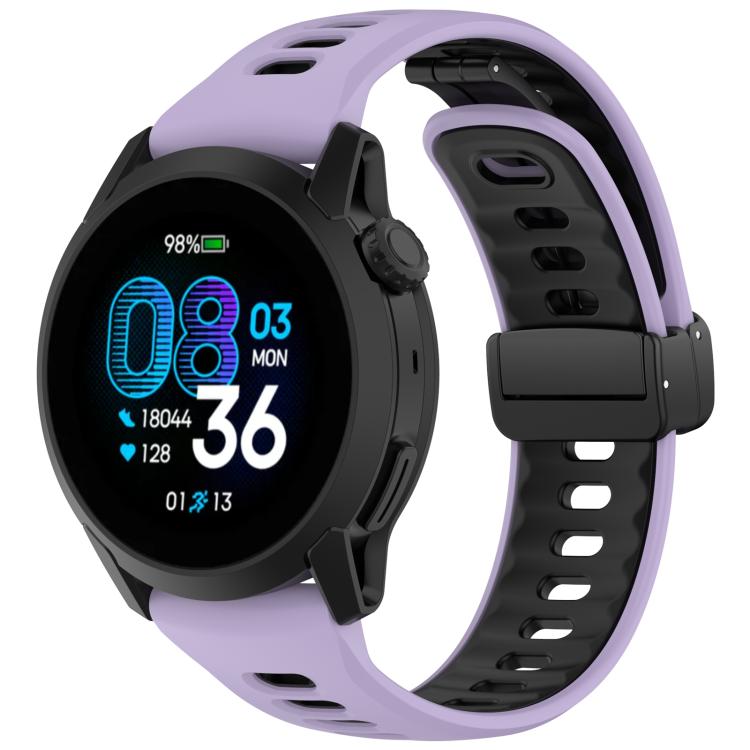 Foldable Magnetic Clasp Two Color Silicone Watch Band, 22mm