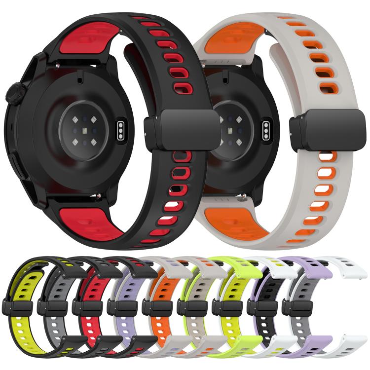 Foldable Magnetic Clasp Two Color Silicone Watch Band, 22mm
