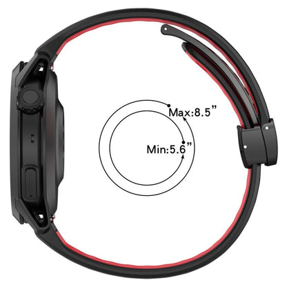Foldable Magnetic Clasp Two Color Silicone Watch Band, 22mm