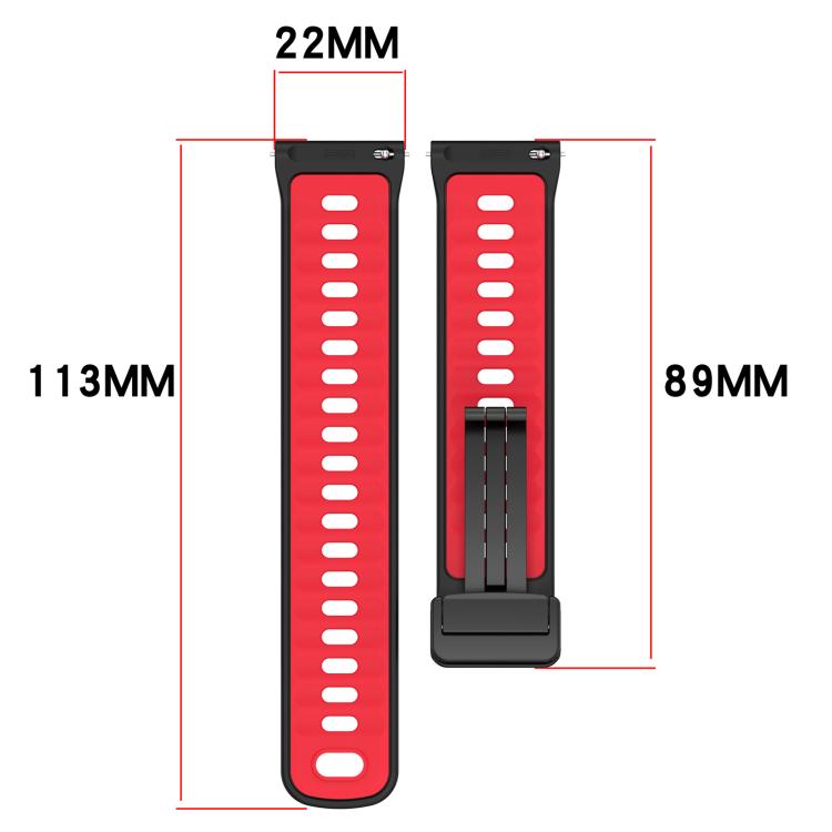 Foldable Magnetic Clasp Two Color Silicone Watch Band, 22mm
