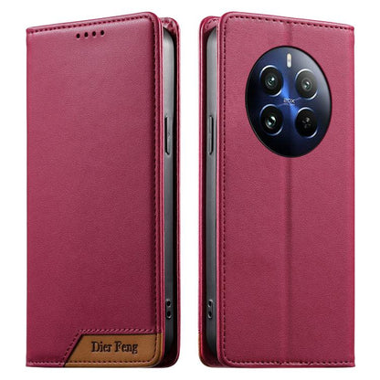 Dierfeng Splicing Strong Magnetic RFID Vegan Leather Phone Case, For Realme C63 4G / C61 4G / Narzo N63 4G, For Realme 12 5G / 12x 5G / C65 5G, For Realme GT 6 Global, For Realme 12+ / Narzo 70 5G, For Realme C67 4G / 12 Lite 4G                        ...