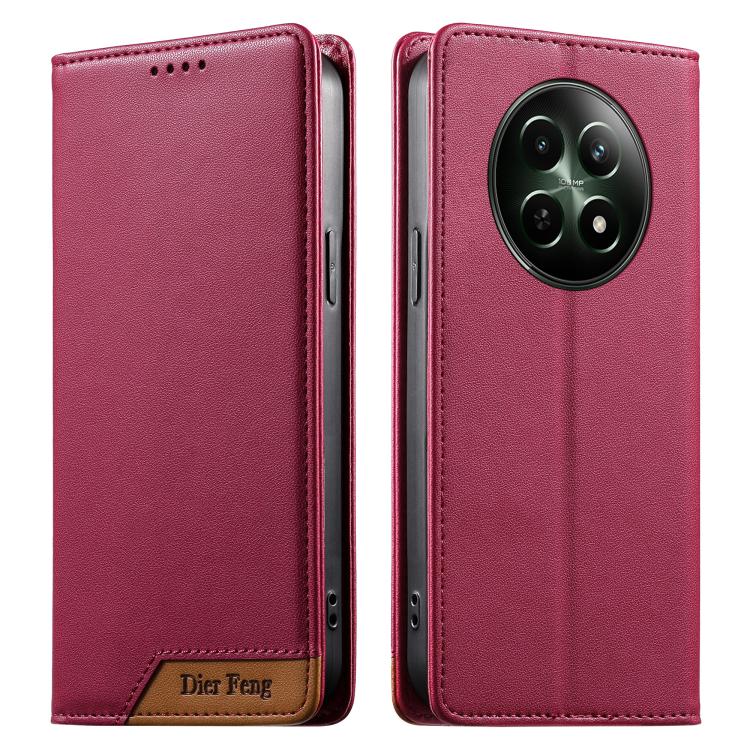 Dierfeng Splicing Strong Magnetic RFID Vegan Leather Phone Case, For Realme C63 4G / C61 4G / Narzo N63 4G, For Realme 12 5G / 12x 5G / C65 5G, For Realme GT 6 Global, For Realme 12+ / Narzo 70 5G, For Realme C67 4G / 12 Lite 4G                        ...