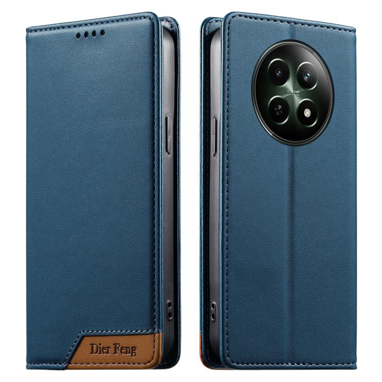 Dierfeng Splicing Strong Magnetic RFID Vegan Leather Phone Case, For Realme C63 4G / C61 4G / Narzo N63 4G, For Realme 12 5G / 12x 5G / C65 5G, For Realme GT 6 Global, For Realme 12+ / Narzo 70 5G, For Realme C67 4G / 12 Lite 4G                        ...