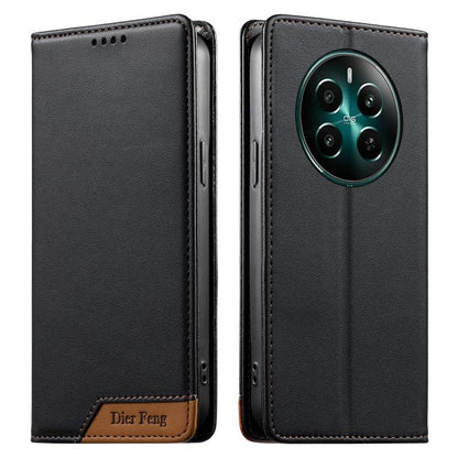 Dierfeng Splicing Strong Magnetic RFID Vegan Leather Phone Case, For Realme C63 4G / C61 4G / Narzo N63 4G, For Realme 12 5G / 12x 5G / C65 5G, For Realme GT 6 Global, For Realme 12+ / Narzo 70 5G, For Realme C67 4G / 12 Lite 4G                        ...