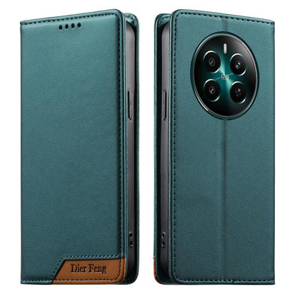 Dierfeng Splicing Strong Magnetic RFID Vegan Leather Phone Case, For Realme C63 4G / C61 4G / Narzo N63 4G, For Realme 12 5G / 12x 5G / C65 5G, For Realme GT 6 Global, For Realme 12+ / Narzo 70 5G, For Realme C67 4G / 12 Lite 4G                        ...