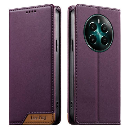 Dierfeng Splicing Strong Magnetic RFID Vegan Leather Phone Case, For Realme C63 4G / C61 4G / Narzo N63 4G, For Realme 12 5G / 12x 5G / C65 5G, For Realme GT 6 Global, For Realme 12+ / Narzo 70 5G, For Realme C67 4G / 12 Lite 4G                        ...
