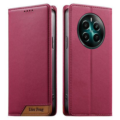 Dierfeng Splicing Strong Magnetic RFID Vegan Leather Phone Case, For Realme C63 4G / C61 4G / Narzo N63 4G, For Realme 12 5G / 12x 5G / C65 5G, For Realme GT 6 Global, For Realme 12+ / Narzo 70 5G, For Realme C67 4G / 12 Lite 4G                        ...