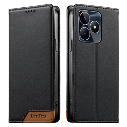 Dierfeng Splicing Strong Magnetic RFID Vegan Leather Phone Case, For Realme C63 4G / C61 4G / Narzo N63 4G, For Realme 12 5G / 12x 5G / C65 5G, For Realme GT 6 Global, For Realme 12+ / Narzo 70 5G, For Realme C67 4G / 12 Lite 4G                        ...