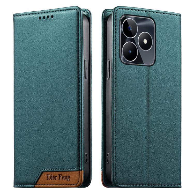 Dierfeng Splicing Strong Magnetic RFID Vegan Leather Phone Case, For Realme C63 4G / C61 4G / Narzo N63 4G, For Realme 12 5G / 12x 5G / C65 5G, For Realme GT 6 Global, For Realme 12+ / Narzo 70 5G, For Realme C67 4G / 12 Lite 4G                        ...