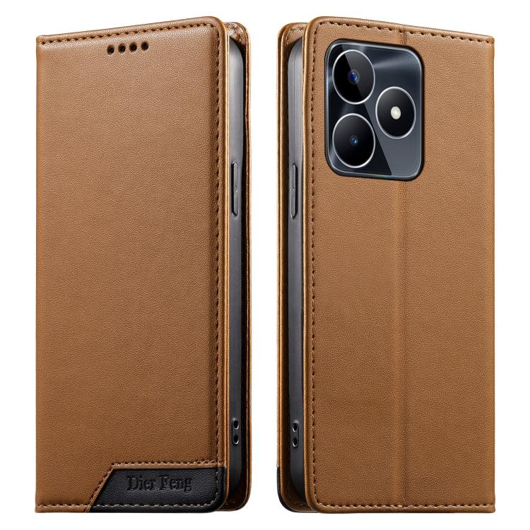 Dierfeng Splicing Strong Magnetic RFID Vegan Leather Phone Case, For Realme C63 4G / C61 4G / Narzo N63 4G, For Realme 12 5G / 12x 5G / C65 5G, For Realme GT 6 Global, For Realme 12+ / Narzo 70 5G, For Realme C67 4G / 12 Lite 4G                        ...