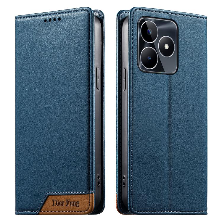 Dierfeng Splicing Strong Magnetic RFID Vegan Leather Phone Case, For Realme C63 4G / C61 4G / Narzo N63 4G, For Realme 12 5G / 12x 5G / C65 5G, For Realme GT 6 Global, For Realme 12+ / Narzo 70 5G, For Realme C67 4G / 12 Lite 4G                        ...
