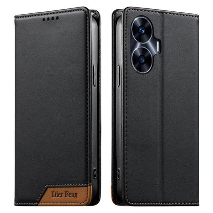 Dierfeng Splicing Strong Magnetic RFID Vegan Leather Phone Case, For Realme C63 4G / C61 4G / Narzo N63 4G, For Realme 12 5G / 12x 5G / C65 5G, For Realme GT 6 Global, For Realme 12+ / Narzo 70 5G, For Realme C67 4G / 12 Lite 4G                        ...