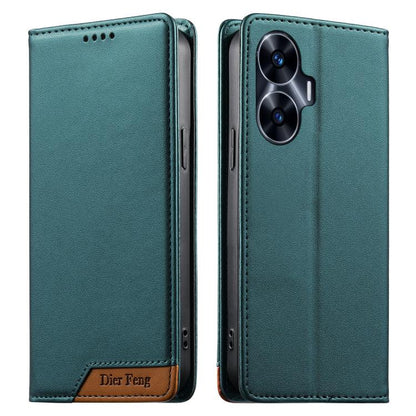 Dierfeng Splicing Strong Magnetic RFID Vegan Leather Phone Case, For Realme C63 4G / C61 4G / Narzo N63 4G, For Realme 12 5G / 12x 5G / C65 5G, For Realme GT 6 Global, For Realme 12+ / Narzo 70 5G, For Realme C67 4G / 12 Lite 4G                        ...