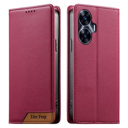 Dierfeng Splicing Strong Magnetic RFID Vegan Leather Phone Case, For Realme C63 4G / C61 4G / Narzo N63 4G, For Realme 12 5G / 12x 5G / C65 5G, For Realme GT 6 Global, For Realme 12+ / Narzo 70 5G, For Realme C67 4G / 12 Lite 4G                        ...