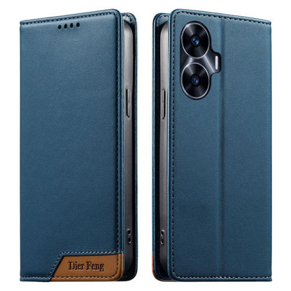 Dierfeng Splicing Strong Magnetic RFID Vegan Leather Phone Case, For Realme C63 4G / C61 4G / Narzo N63 4G, For Realme 12 5G / 12x 5G / C65 5G, For Realme GT 6 Global, For Realme 12+ / Narzo 70 5G, For Realme C67 4G / 12 Lite 4G                        ...