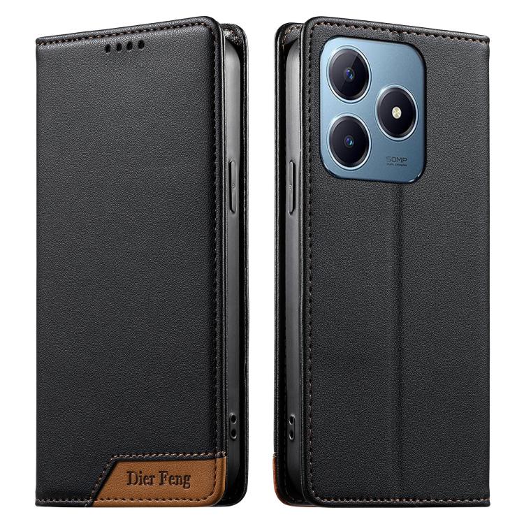 Dierfeng Splicing Strong Magnetic RFID Vegan Leather Phone Case, For Realme C63 4G / C61 4G / Narzo N63 4G, For Realme 12 5G / 12x 5G / C65 5G, For Realme GT 6 Global, For Realme 12+ / Narzo 70 5G, For Realme C67 4G / 12 Lite 4G                        ...