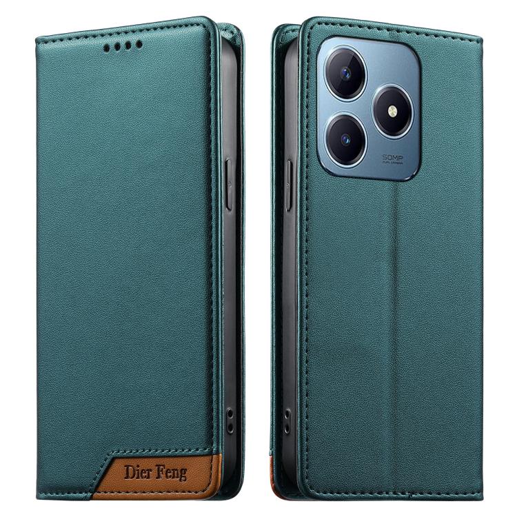 Dierfeng Splicing Strong Magnetic RFID Vegan Leather Phone Case, For Realme C63 4G / C61 4G / Narzo N63 4G, For Realme 12 5G / 12x 5G / C65 5G, For Realme GT 6 Global, For Realme 12+ / Narzo 70 5G, For Realme C67 4G / 12 Lite 4G                        ...