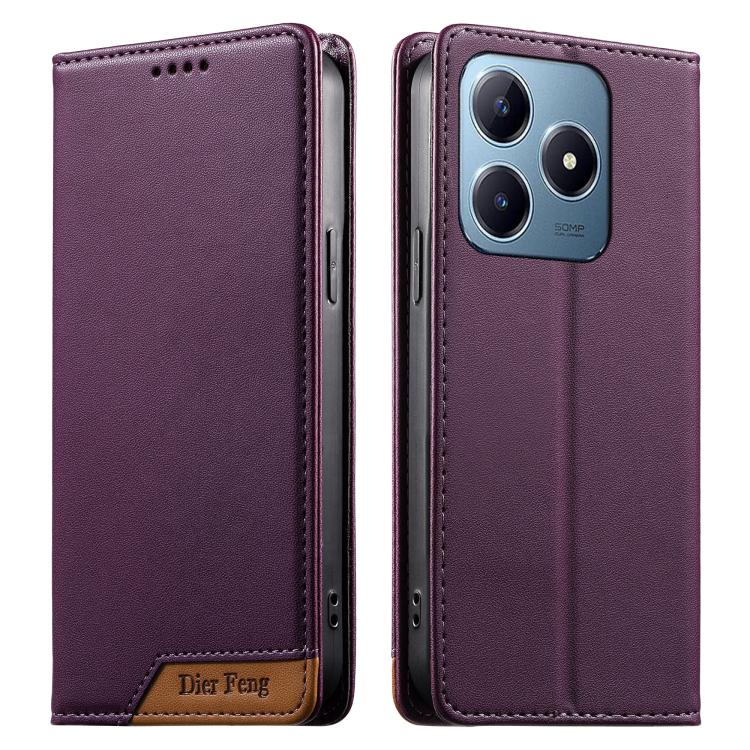 Dierfeng Splicing Strong Magnetic RFID Vegan Leather Phone Case, For Realme C63 4G / C61 4G / Narzo N63 4G, For Realme 12 5G / 12x 5G / C65 5G, For Realme GT 6 Global, For Realme 12+ / Narzo 70 5G, For Realme C67 4G / 12 Lite 4G                        ...
