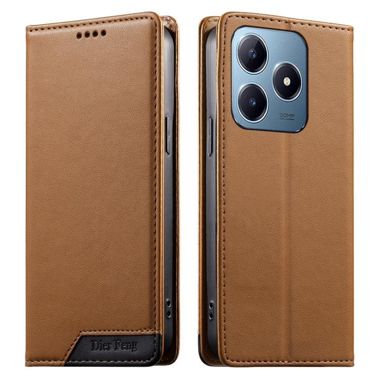 Dierfeng Splicing Strong Magnetic RFID Vegan Leather Phone Case, For Realme C63 4G / C61 4G / Narzo N63 4G, For Realme 12 5G / 12x 5G / C65 5G, For Realme GT 6 Global, For Realme 12+ / Narzo 70 5G, For Realme C67 4G / 12 Lite 4G                        ...