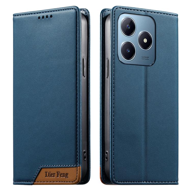 Dierfeng Splicing Strong Magnetic RFID Vegan Leather Phone Case, For Realme C63 4G / C61 4G / Narzo N63 4G, For Realme 12 5G / 12x 5G / C65 5G, For Realme GT 6 Global, For Realme 12+ / Narzo 70 5G, For Realme C67 4G / 12 Lite 4G                        ...