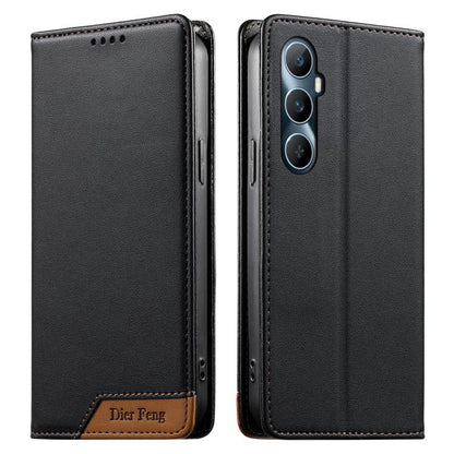 Dierfeng Splicing Strong Magnetic RFID Vegan Leather Phone Case, For Realme C63 4G / C61 4G / Narzo N63 4G, For Realme 12 5G / 12x 5G / C65 5G, For Realme GT 6 Global, For Realme 12+ / Narzo 70 5G, For Realme C67 4G / 12 Lite 4G                        ...