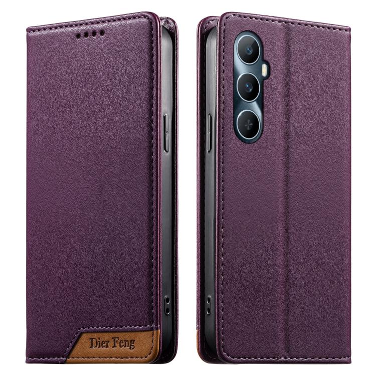 Dierfeng Splicing Strong Magnetic RFID Vegan Leather Phone Case, For Realme C63 4G / C61 4G / Narzo N63 4G, For Realme 12 5G / 12x 5G / C65 5G, For Realme GT 6 Global, For Realme 12+ / Narzo 70 5G, For Realme C67 4G / 12 Lite 4G                        ...