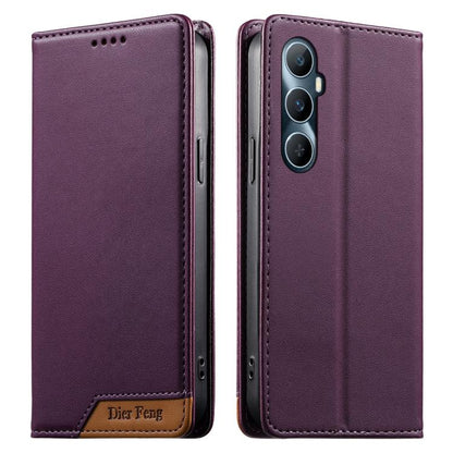 Dierfeng Splicing Strong Magnetic RFID Vegan Leather Phone Case, For Realme C63 4G / C61 4G / Narzo N63 4G, For Realme 12 5G / 12x 5G / C65 5G, For Realme GT 6 Global, For Realme 12+ / Narzo 70 5G, For Realme C67 4G / 12 Lite 4G                        ...