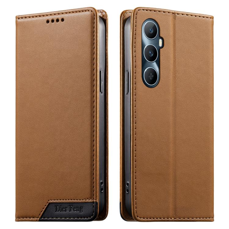 Dierfeng Splicing Strong Magnetic RFID Vegan Leather Phone Case, For Realme C63 4G / C61 4G / Narzo N63 4G, For Realme 12 5G / 12x 5G / C65 5G, For Realme GT 6 Global, For Realme 12+ / Narzo 70 5G, For Realme C67 4G / 12 Lite 4G                        ...