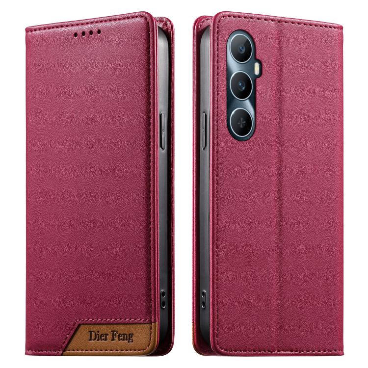 Dierfeng Splicing Strong Magnetic RFID Vegan Leather Phone Case, For Realme C63 4G / C61 4G / Narzo N63 4G, For Realme 12 5G / 12x 5G / C65 5G, For Realme GT 6 Global, For Realme 12+ / Narzo 70 5G, For Realme C67 4G / 12 Lite 4G                        ...