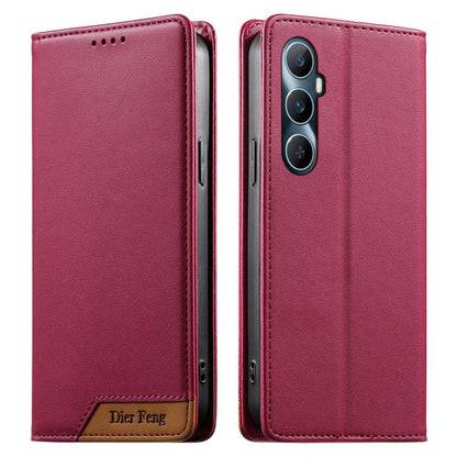 Dierfeng Splicing Strong Magnetic RFID Vegan Leather Phone Case, For Realme C63 4G / C61 4G / Narzo N63 4G, For Realme 12 5G / 12x 5G / C65 5G, For Realme GT 6 Global, For Realme 12+ / Narzo 70 5G, For Realme C67 4G / 12 Lite 4G                        ...