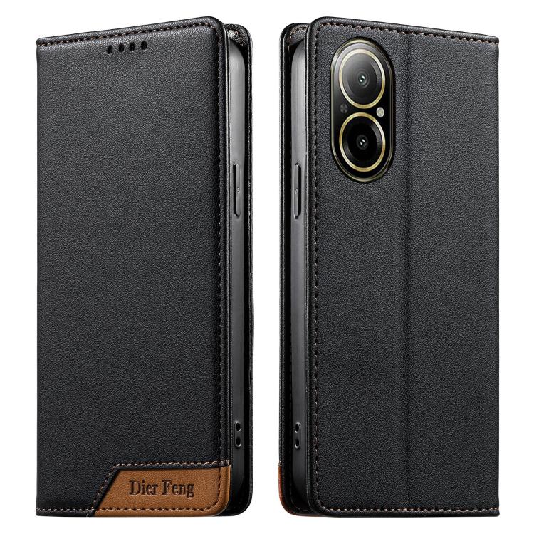 Dierfeng Splicing Strong Magnetic RFID Vegan Leather Phone Case, For Realme C63 4G / C61 4G / Narzo N63 4G, For Realme 12 5G / 12x 5G / C65 5G, For Realme GT 6 Global, For Realme 12+ / Narzo 70 5G, For Realme C67 4G / 12 Lite 4G                        ...