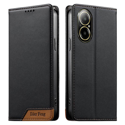 Dierfeng Splicing Strong Magnetic RFID Vegan Leather Phone Case, For Realme C63 4G / C61 4G / Narzo N63 4G, For Realme 12 5G / 12x 5G / C65 5G, For Realme GT 6 Global, For Realme 12+ / Narzo 70 5G, For Realme C67 4G / 12 Lite 4G                        ...