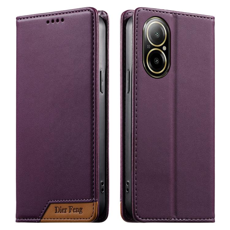 Dierfeng Splicing Strong Magnetic RFID Vegan Leather Phone Case, For Realme C63 4G / C61 4G / Narzo N63 4G, For Realme 12 5G / 12x 5G / C65 5G, For Realme GT 6 Global, For Realme 12+ / Narzo 70 5G, For Realme C67 4G / 12 Lite 4G                        ...