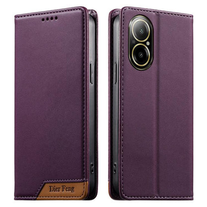 Dierfeng Splicing Strong Magnetic RFID Vegan Leather Phone Case, For Realme C63 4G / C61 4G / Narzo N63 4G, For Realme 12 5G / 12x 5G / C65 5G, For Realme GT 6 Global, For Realme 12+ / Narzo 70 5G, For Realme C67 4G / 12 Lite 4G                        ...
