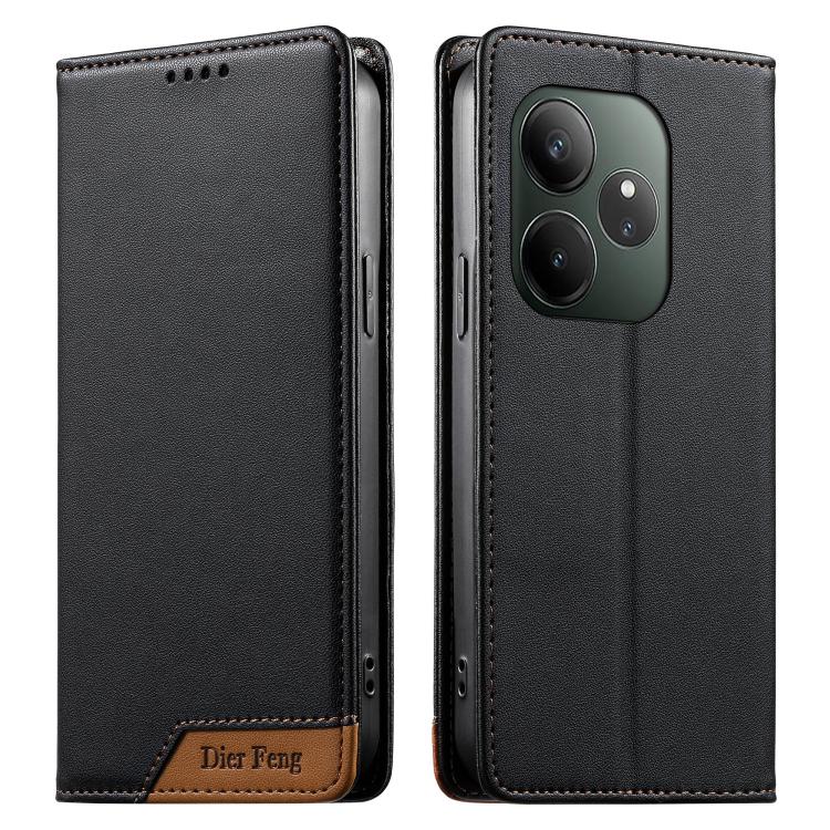 Dierfeng Splicing Strong Magnetic RFID Vegan Leather Phone Case, For Realme C63 4G / C61 4G / Narzo N63 4G, For Realme 12 5G / 12x 5G / C65 5G, For Realme GT 6 Global, For Realme 12+ / Narzo 70 5G, For Realme C67 4G / 12 Lite 4G                        ...