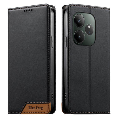 Dierfeng Splicing Strong Magnetic RFID Vegan Leather Phone Case, For Realme C63 4G / C61 4G / Narzo N63 4G, For Realme 12 5G / 12x 5G / C65 5G, For Realme GT 6 Global, For Realme 12+ / Narzo 70 5G, For Realme C67 4G / 12 Lite 4G                        ...
