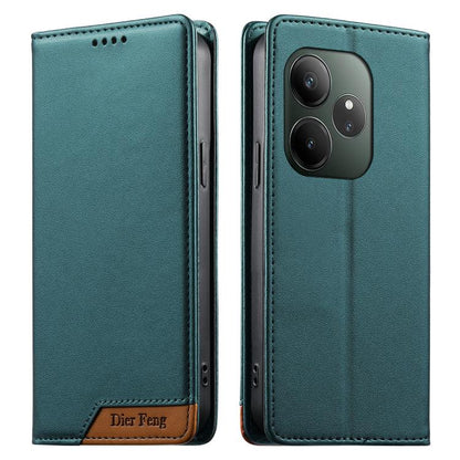 Dierfeng Splicing Strong Magnetic RFID Vegan Leather Phone Case, For Realme C63 4G / C61 4G / Narzo N63 4G, For Realme 12 5G / 12x 5G / C65 5G, For Realme GT 6 Global, For Realme 12+ / Narzo 70 5G, For Realme C67 4G / 12 Lite 4G                        ...