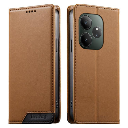 Dierfeng Splicing Strong Magnetic RFID Vegan Leather Phone Case, For Realme C63 4G / C61 4G / Narzo N63 4G, For Realme 12 5G / 12x 5G / C65 5G, For Realme GT 6 Global, For Realme 12+ / Narzo 70 5G, For Realme C67 4G / 12 Lite 4G                        ...