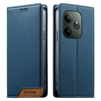 Dierfeng Splicing Strong Magnetic RFID Vegan Leather Phone Case, For Realme C63 4G / C61 4G / Narzo N63 4G, For Realme 12 5G / 12x 5G / C65 5G, For Realme GT 6 Global, For Realme 12+ / Narzo 70 5G, For Realme C67 4G / 12 Lite 4G                        ...