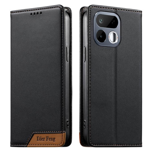 Dierfeng Splicing Strong Magnetic RFID Vegan Leather Phone Case, For Realme 16T 5G, For Realme C100 4G, For Realme C83 5G, For Realme 16 5G, For Realme 16 Pro+ 5G, For Realme 16 Pro 5G, For Realme C85 5G / 15x 5G, For Realme C85 Pro 4G, For Realme 15T ...