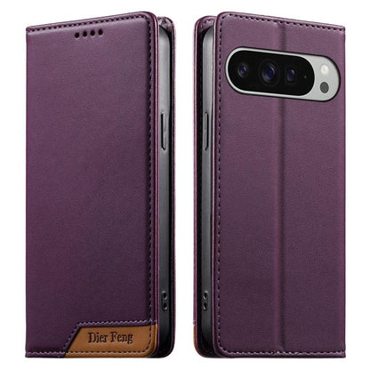 Dierfeng Splicing Strong Magnetic RFID Vegan Leather Phone Case, For Google Pixel 11 Pro XL, For Google Pixel 11 / Pixel 11 Pro, For Google Pixel 10a, For Google Pixel 10 Pro XL / Pixel 9 Pro XL, For Google Pixel 10 / 10 Pro / Pixel 9 / 9 Pro          ...
