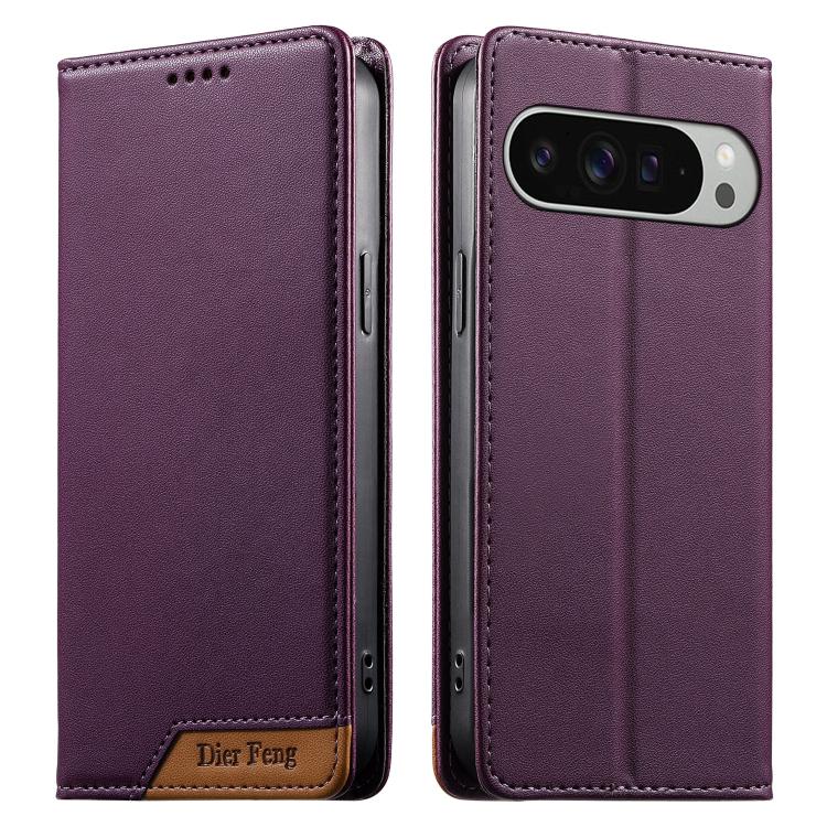 Dierfeng Splicing Strong Magnetic RFID Vegan Leather Phone Case, For Google Pixel 11 Pro XL, For Google Pixel 11 / Pixel 11 Pro, For Google Pixel 10a, For Google Pixel 10 Pro XL / Pixel 9 Pro XL, For Google Pixel 10 / 10 Pro / Pixel 9 / 9 Pro          ...