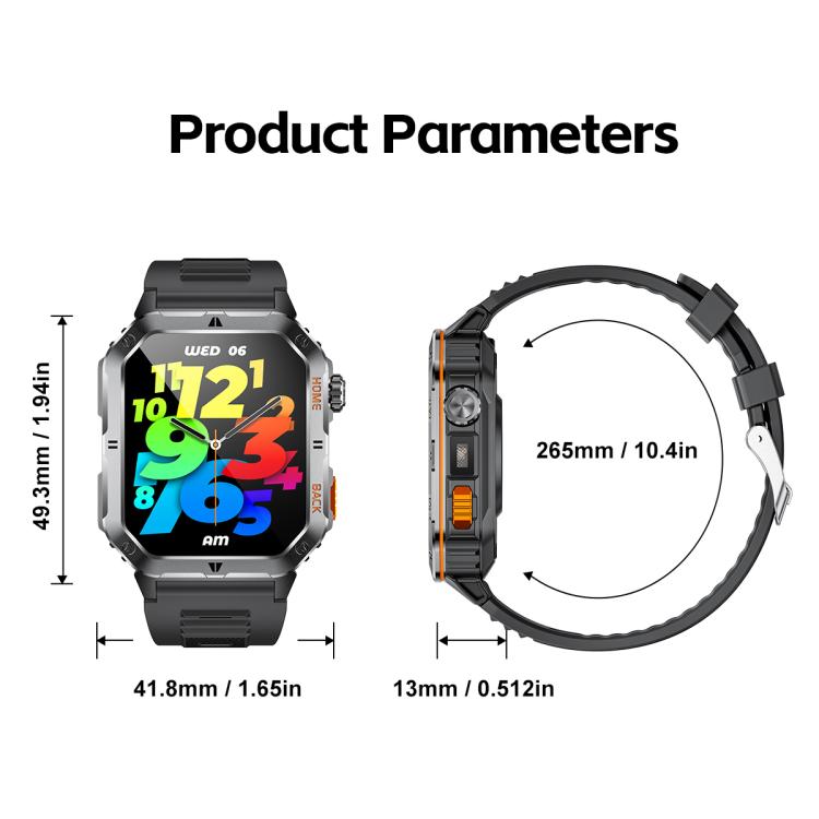MT62 2.01-inch IPS Display Outdoor Adventures Smart Watch with 1000mAh Battery & Flashlight
