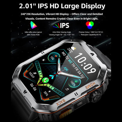 MT62 2.01-inch IPS Display Outdoor Adventures Smart Watch with 1000mAh Battery & Flashlight
